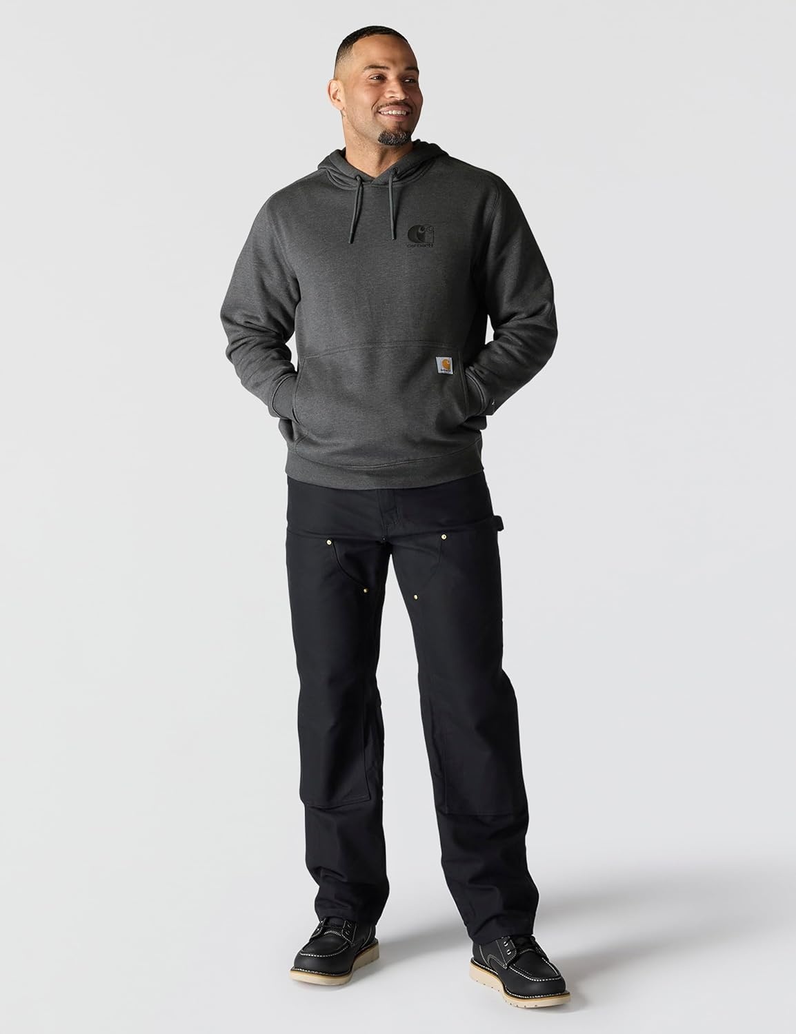 image:imageCarhartt Mens 106655 Force Relaxed Fit Lightweight Logo Graphic SweatCarbon Heather