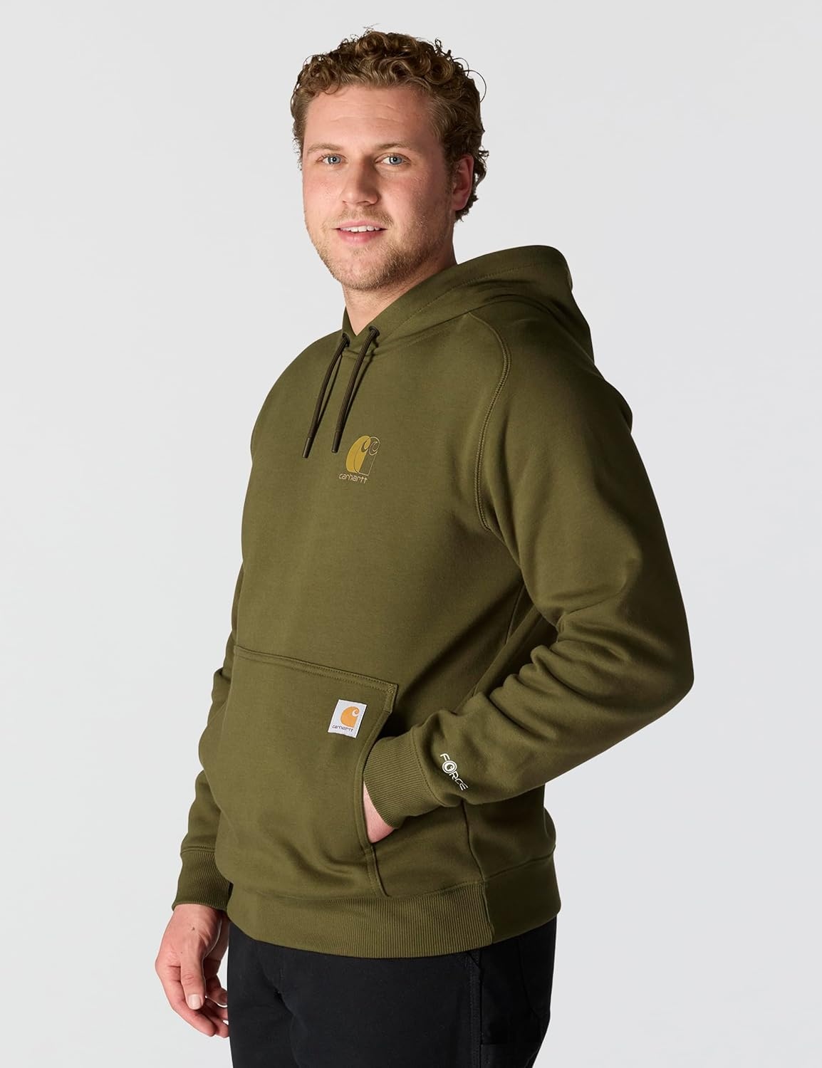 image:imageCarhartt Mens 106655 Force Relaxed Fit Lightweight Logo Graphic SweatDark Bronzed Green