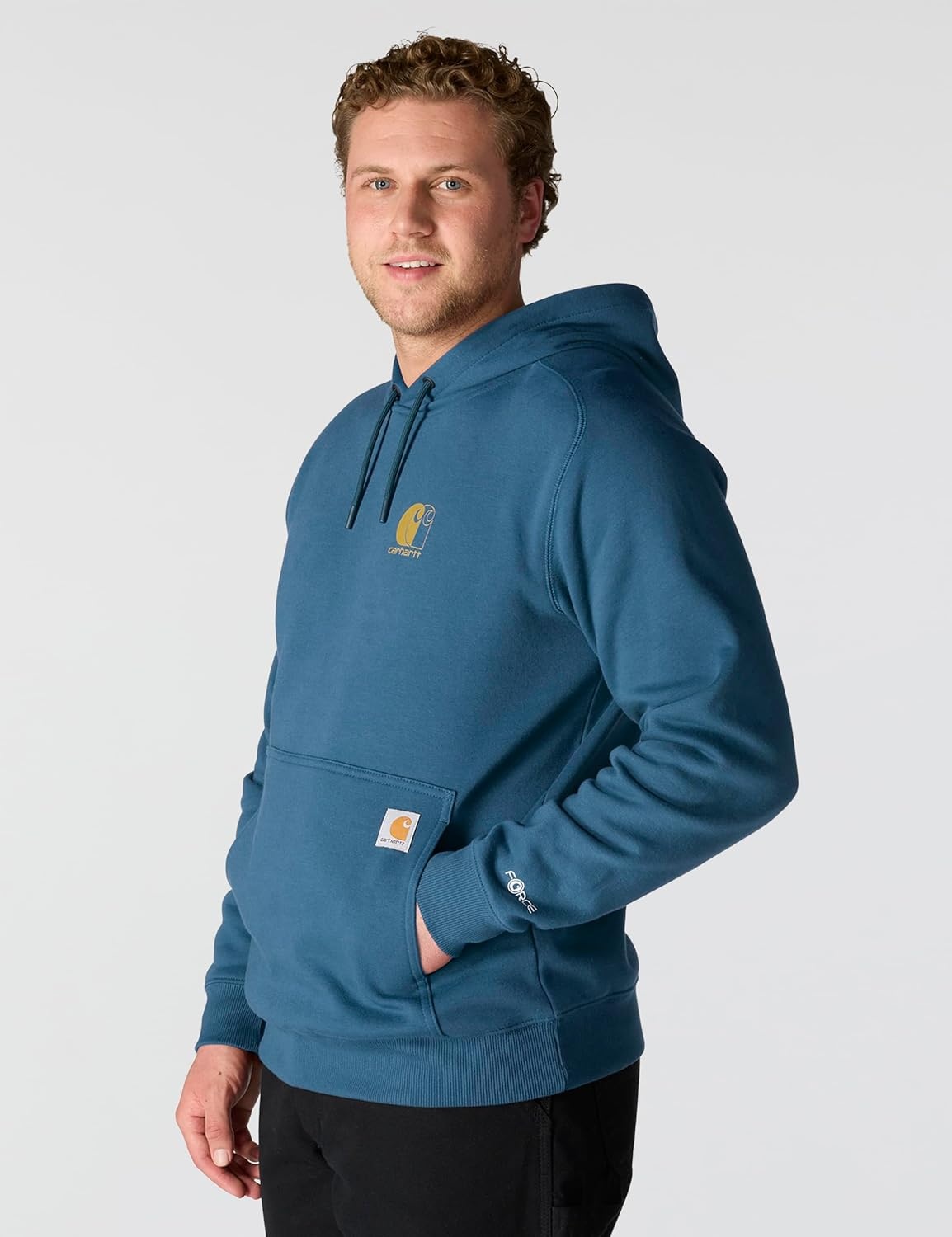 image:imageCarhartt Mens 106655 Force Relaxed Fit Lightweight Logo Graphic SweatDark Horizon Blue