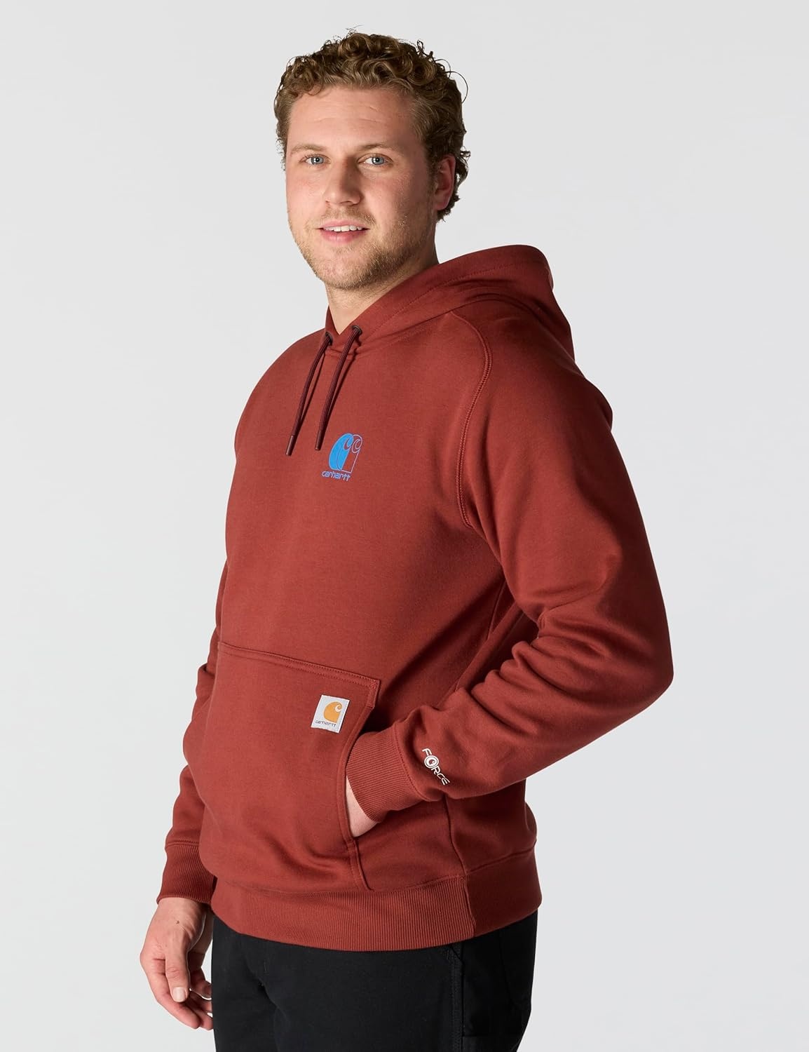 image:imageCarhartt Mens 106655 Force Relaxed Fit Lightweight Logo Graphic SweatDark Spice Red