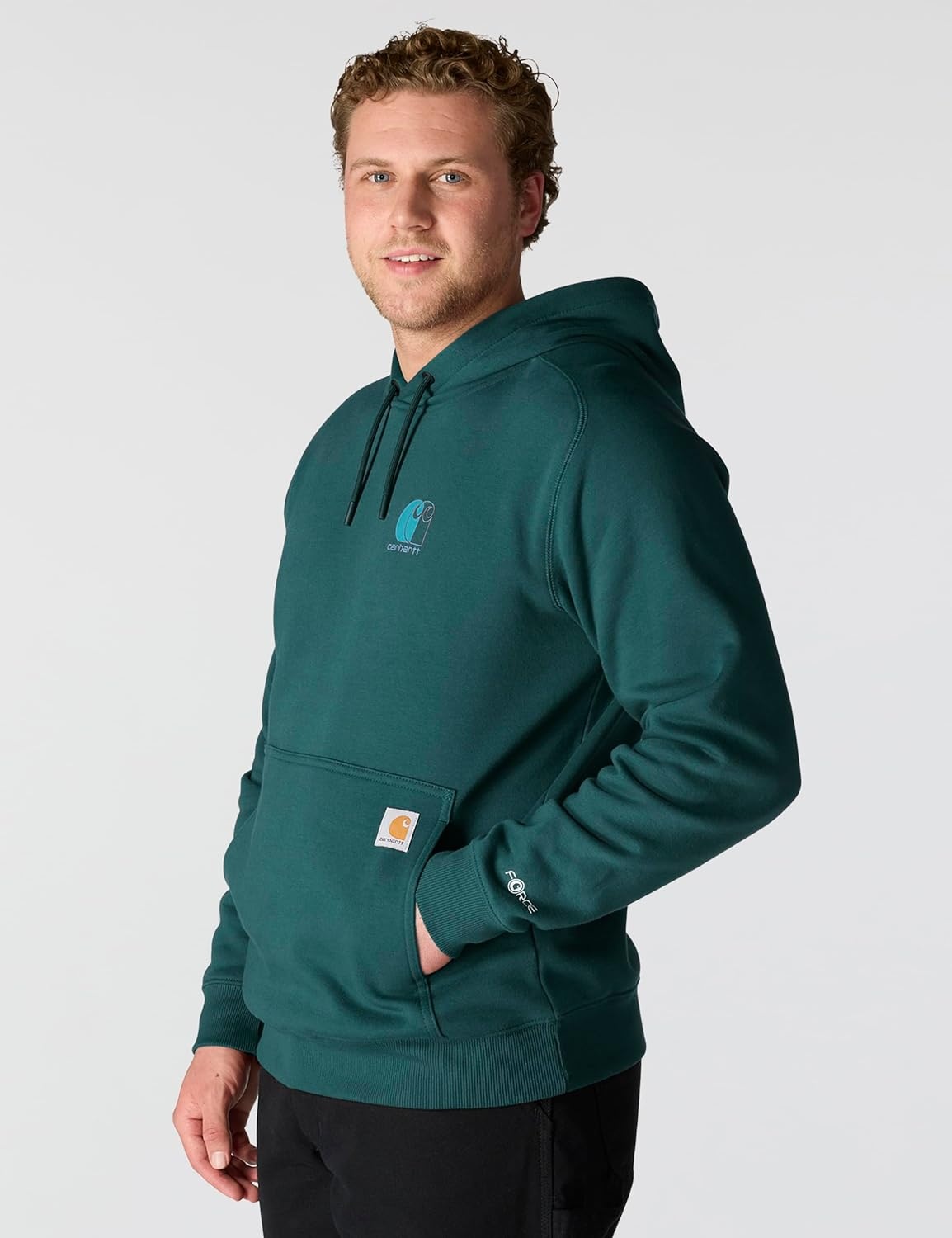 image:imageCarhartt Mens 106655 Force Relaxed Fit Lightweight Logo Graphic SweatGreenstone