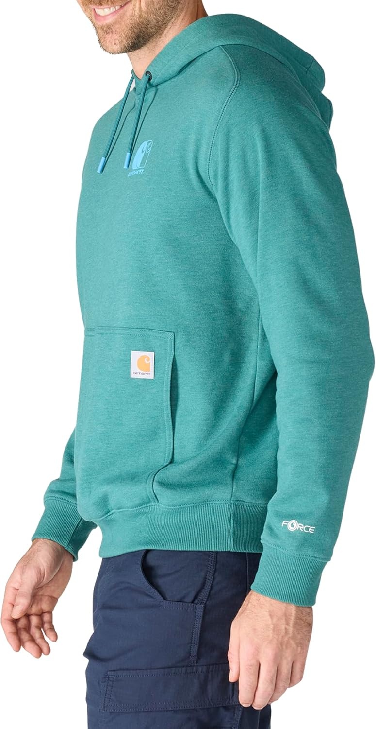 image:imageCarhartt Mens 106655 Force Relaxed Fit Lightweight Logo Graphic SweatTransformative Teal Heather