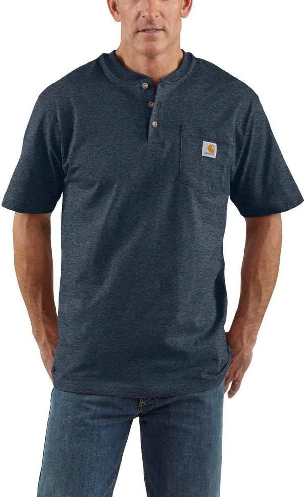 image:imageCarhartt Mens Dearborn Loose Henley TShirtDark Cobalt Blue Heather