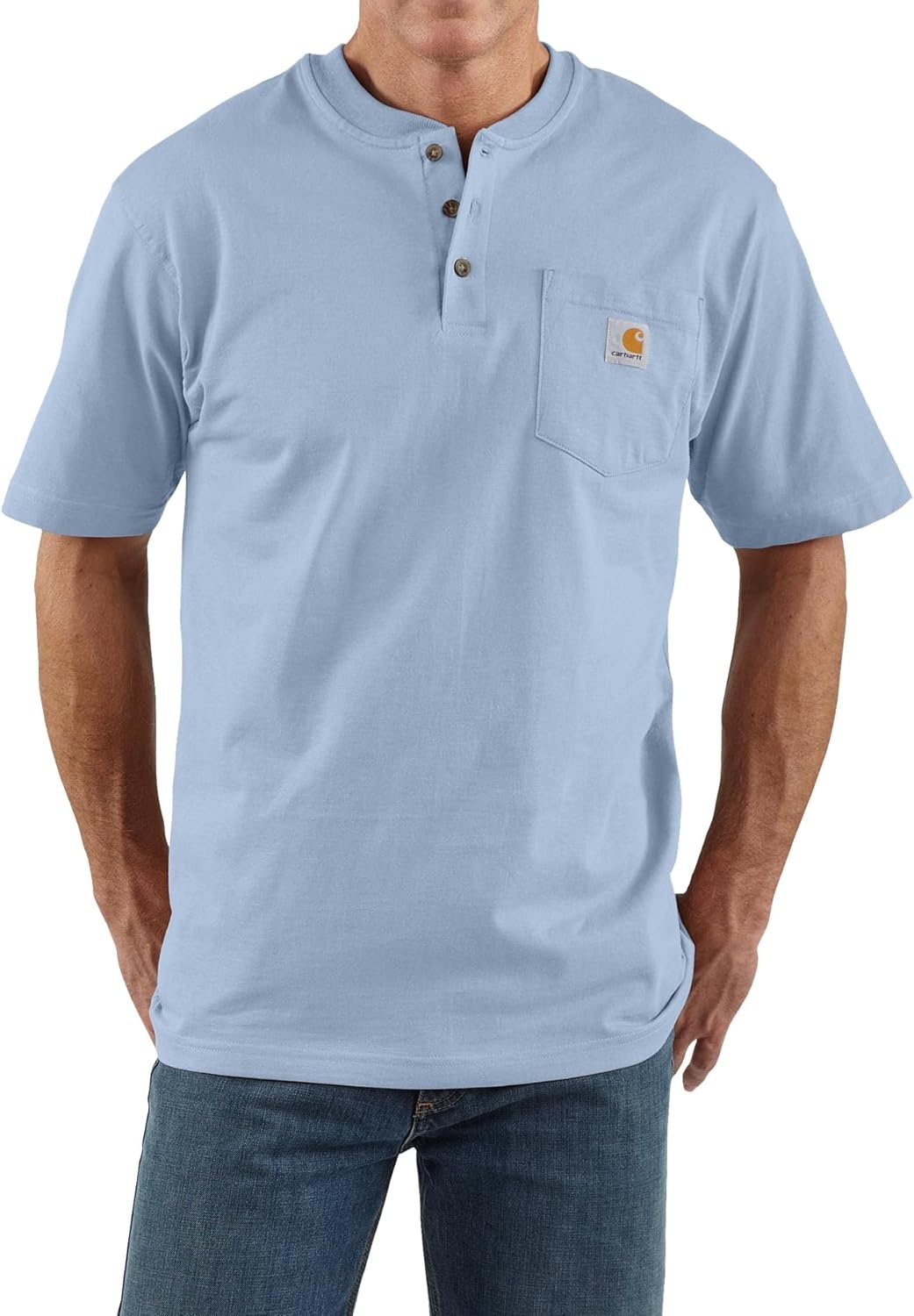 image:imageCarhartt Mens Dearborn Loose Henley TShirtFog Blue