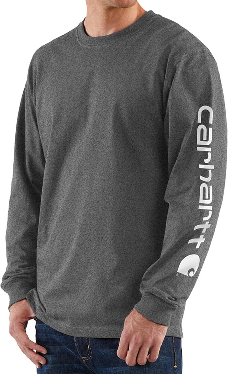 image:imageCarhartt Mens Dearborn Loose LS Logo TShirtCarbon Heather