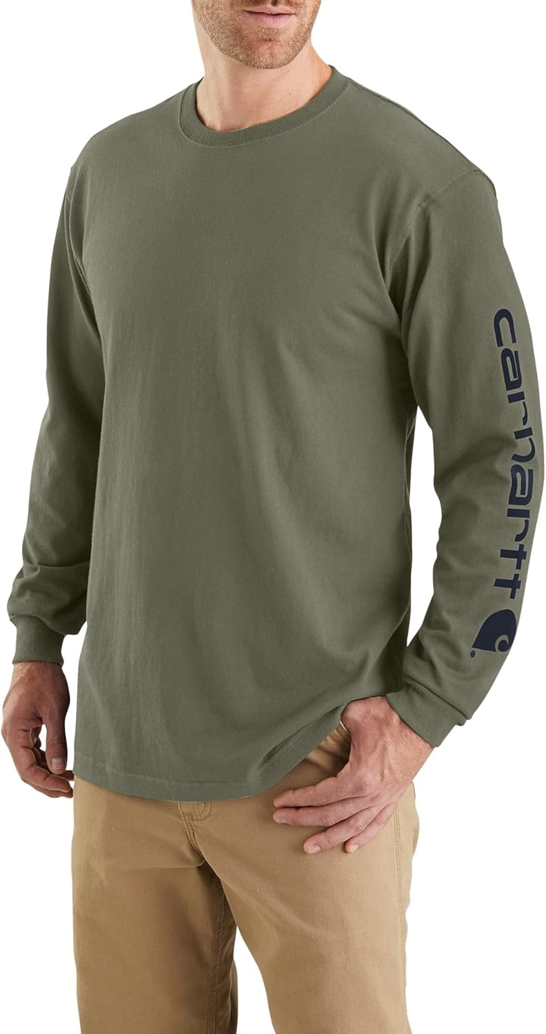 image:imageCarhartt Mens Dearborn Loose LS Logo TShirtDusty Olive