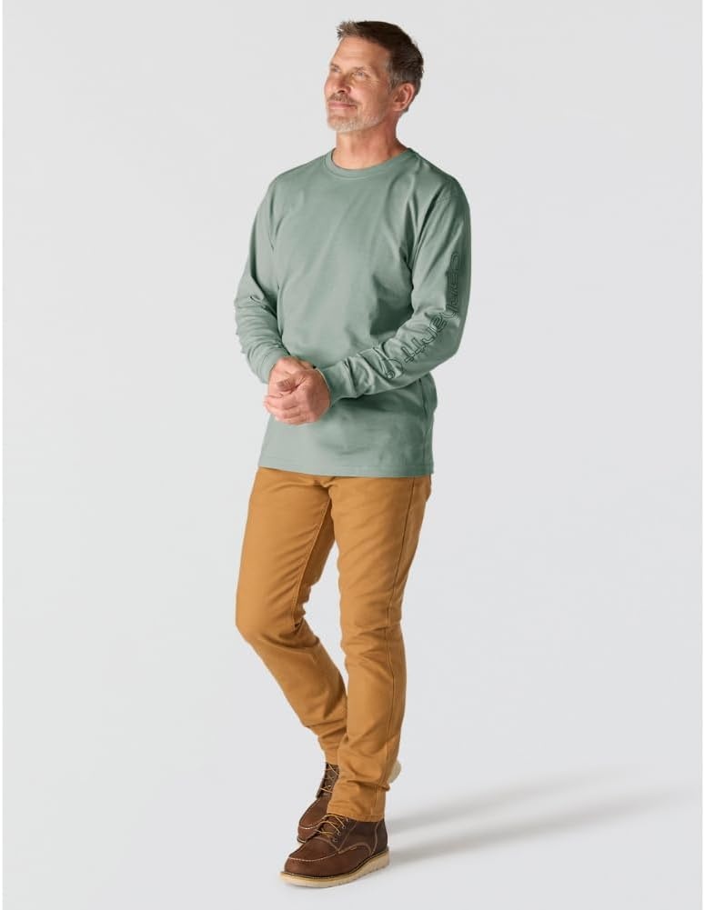 image:imageCarhartt Mens Dearborn Loose LS Logo TShirtGreen Slate