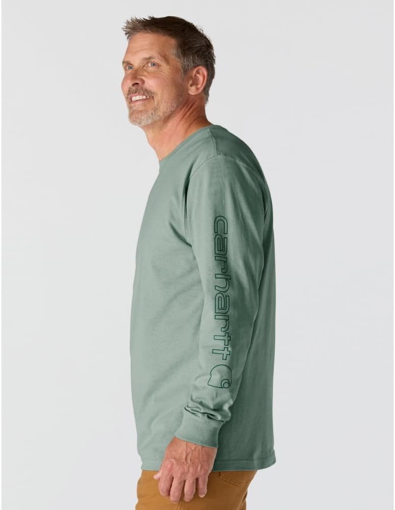 image:imageCarhartt Mens Dearborn Loose LS Logo TShirtGreen Slate