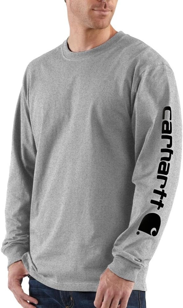 image:imageCarhartt Mens Dearborn Loose LS Logo TShirtHeather Grey