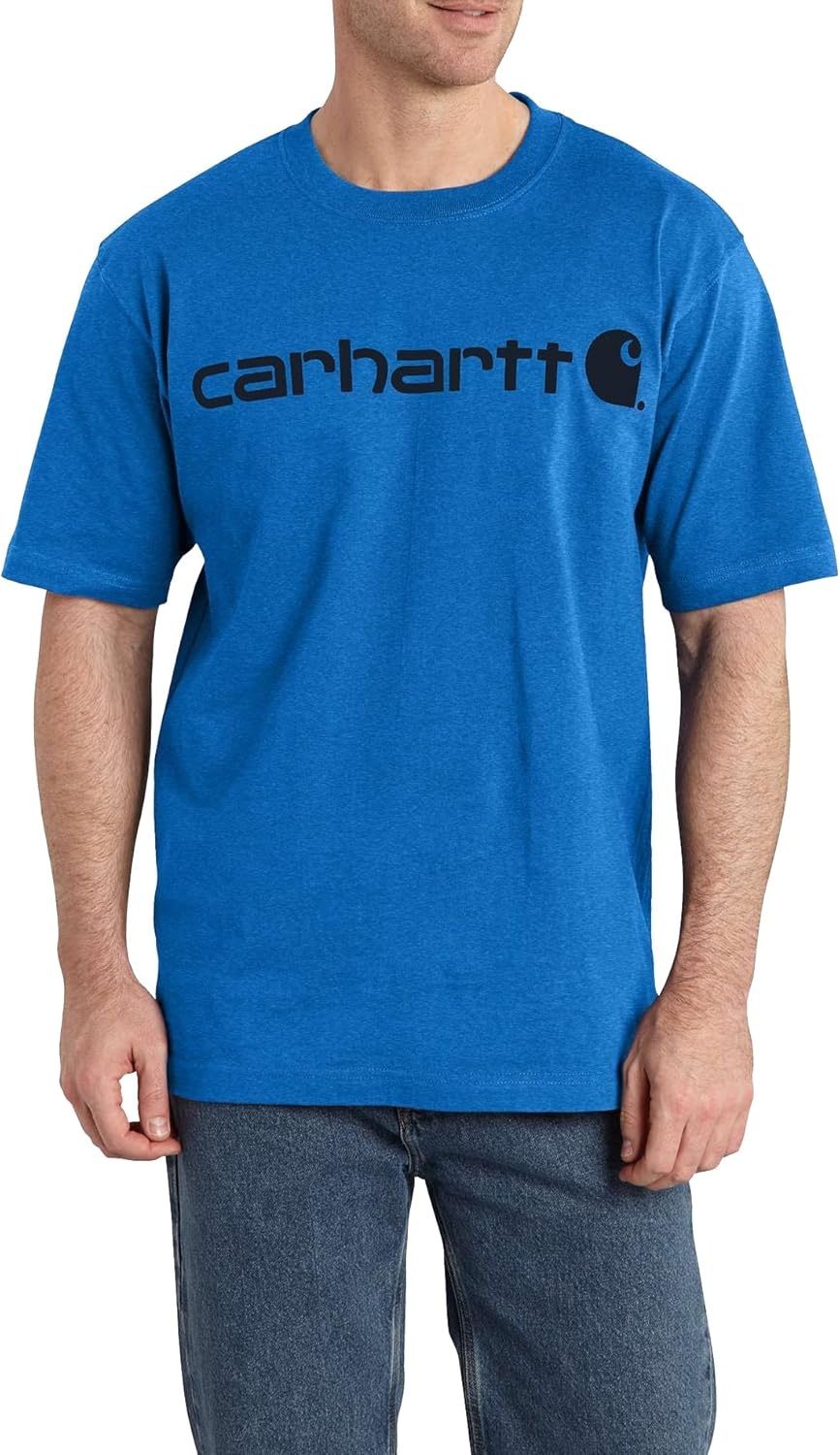 image:imageCarhartt Mens Dearborn Loose Logo TShirtBeacon Blue Heather