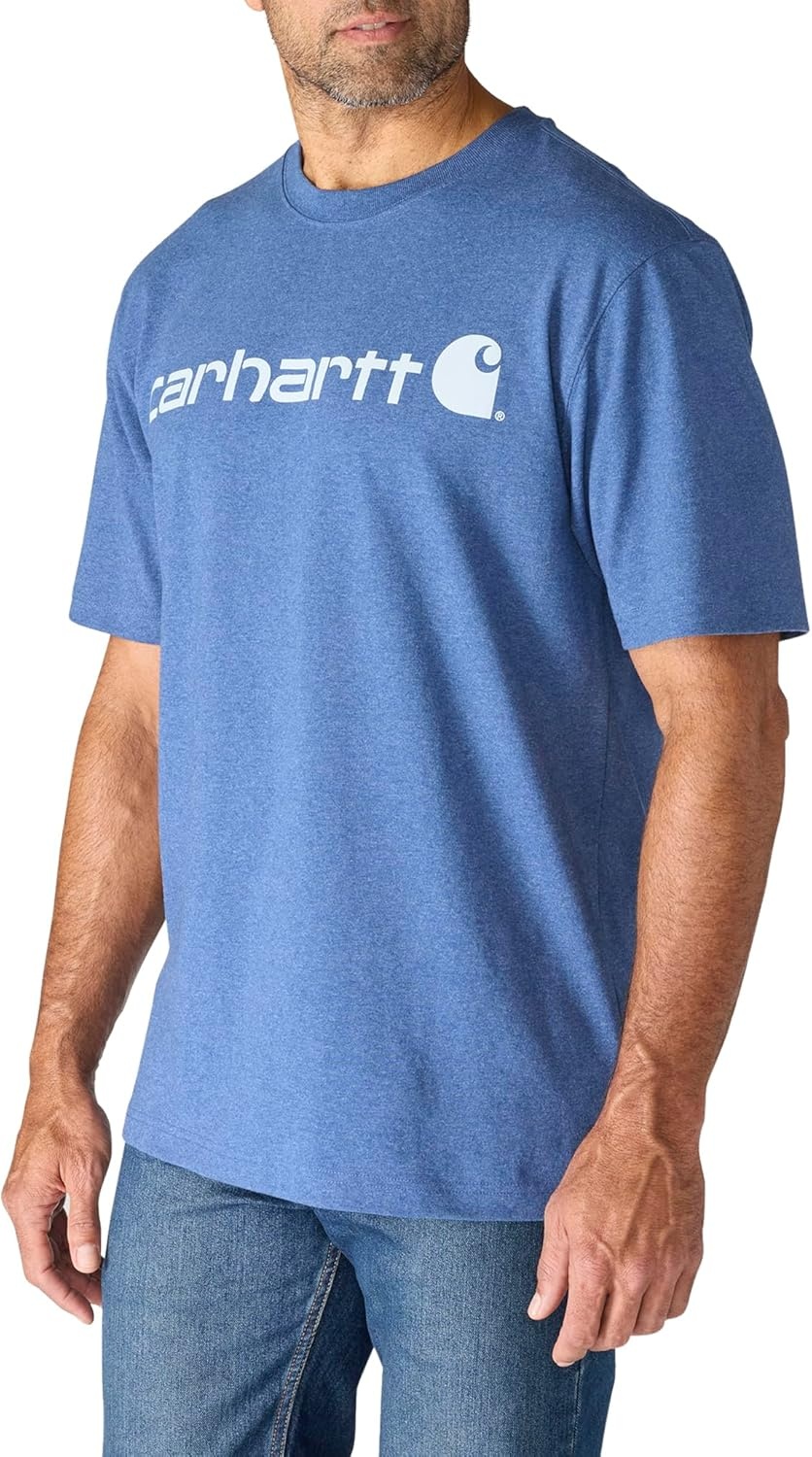 image:imageCarhartt Mens Dearborn Loose Logo TShirtDark Tranquil Blue Heather