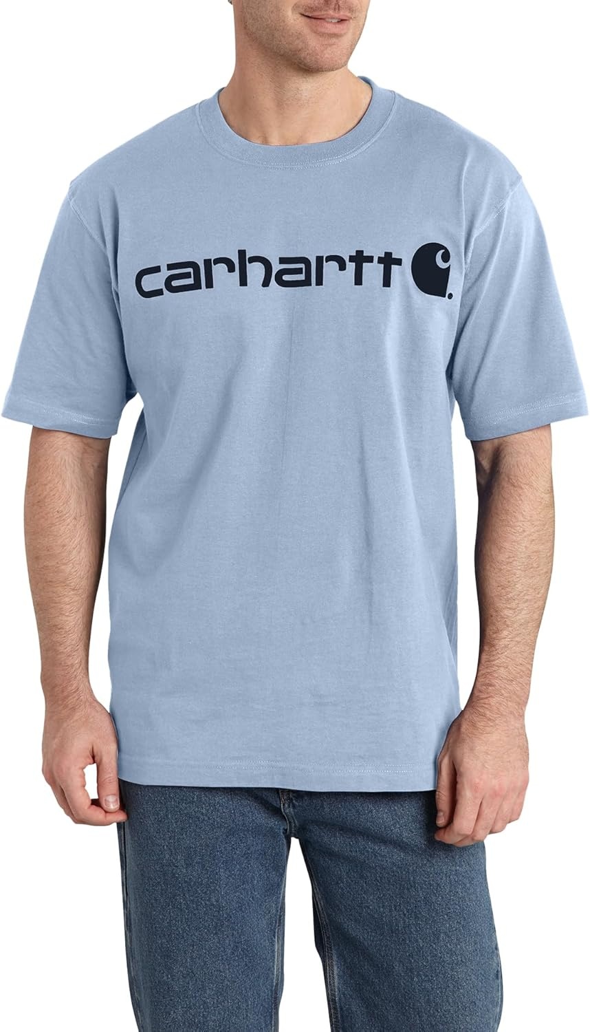 image:imageCarhartt Mens Dearborn Loose Logo TShirtFog Blue