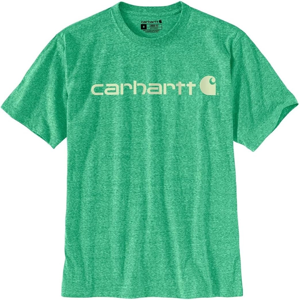 image:imageCarhartt Mens Dearborn Loose Logo TShirtMalachite Snow Heather