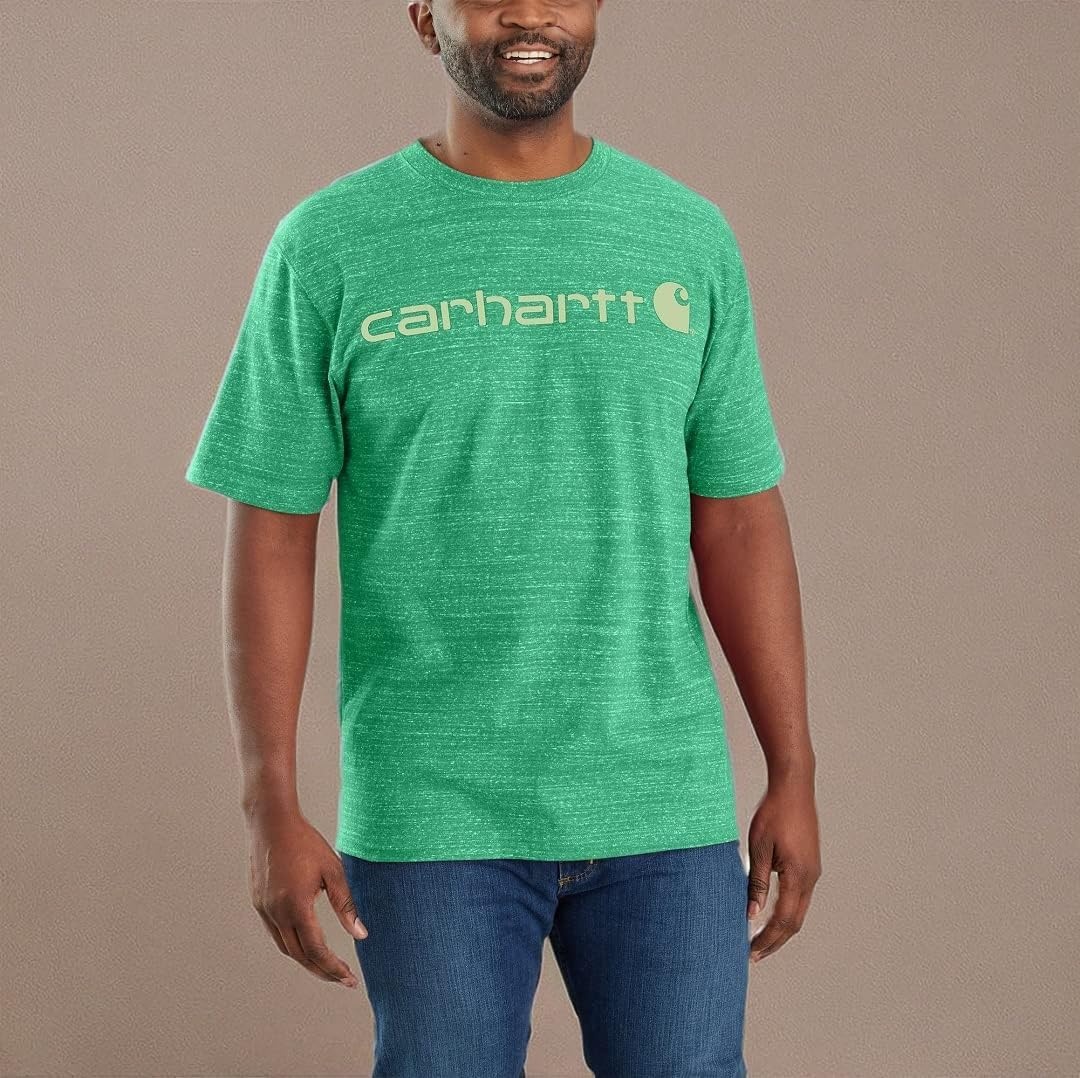 image:imageCarhartt Mens Dearborn Loose Logo TShirtMalachite Snow Heather