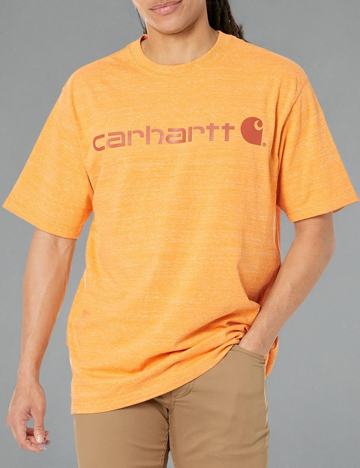 image:imageCarhartt Mens Dearborn Loose Logo TShirtMarigold Snow Heather