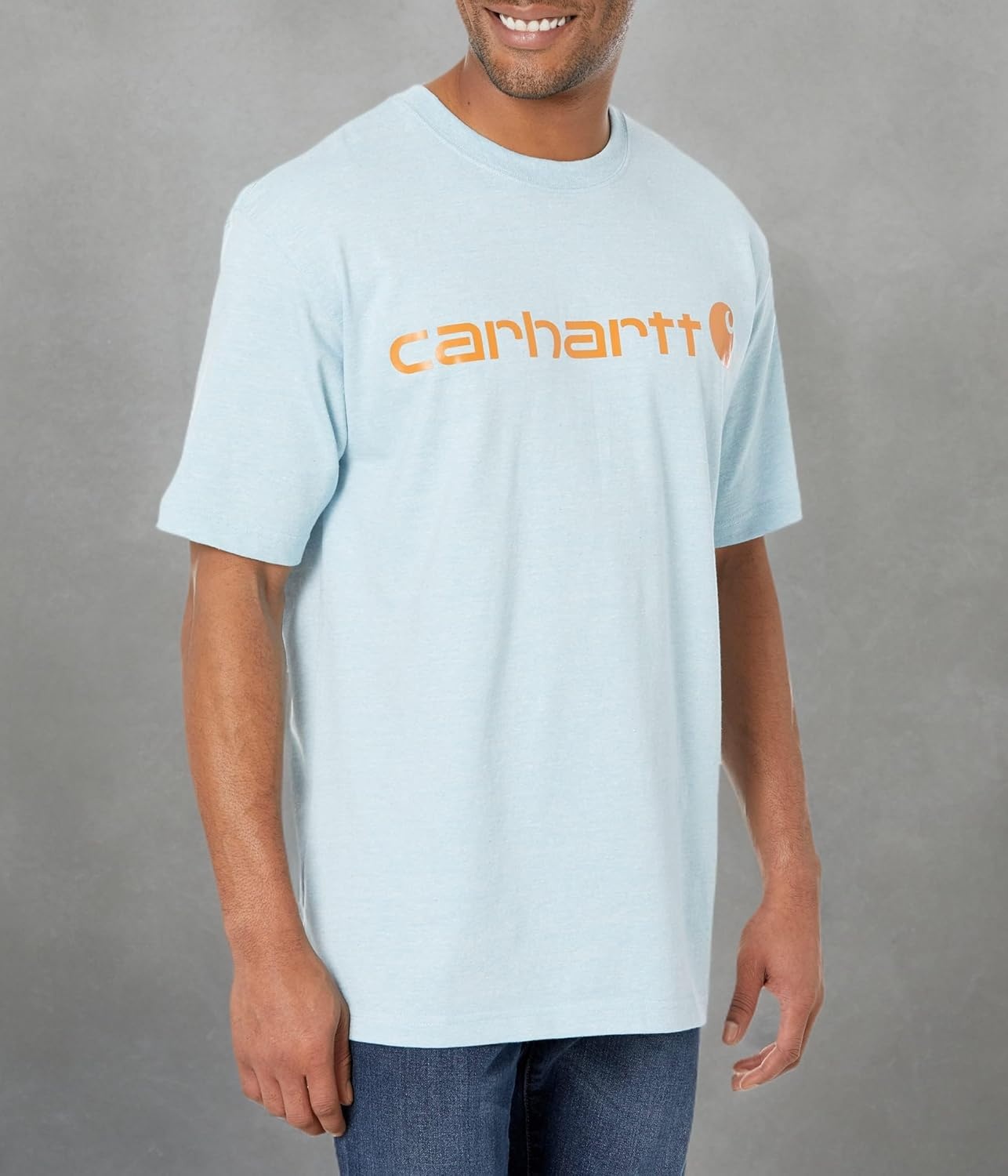 image:imageCarhartt Mens Dearborn Loose Logo TShirtMoonstone Snow Heather