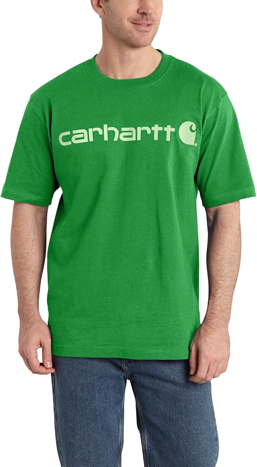 image:imageCarhartt Mens Dearborn Loose Logo TShirtOlive Green Heather