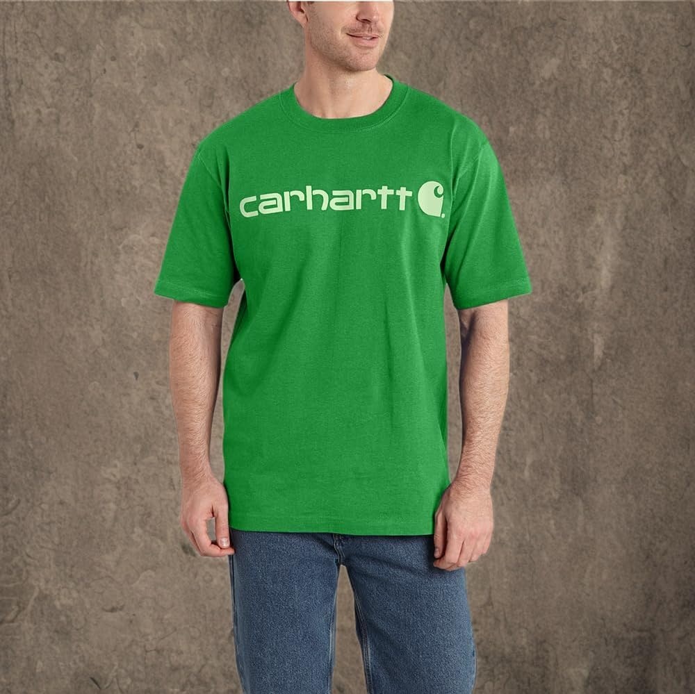 image:imageCarhartt Mens Dearborn Loose Logo TShirtOlive Green Heather
