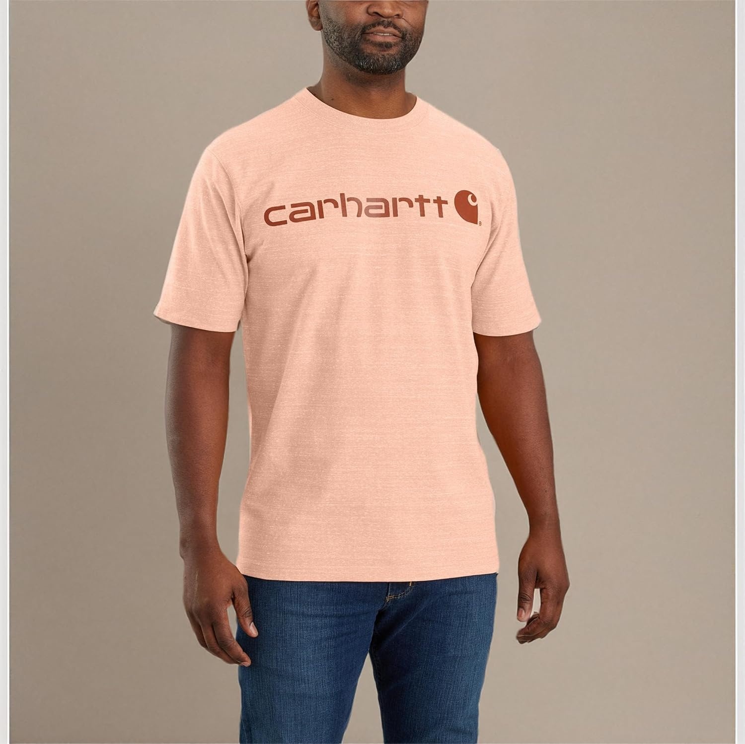 image:imageCarhartt Mens Dearborn Loose Logo TShirtPale Apricot Snow Heather