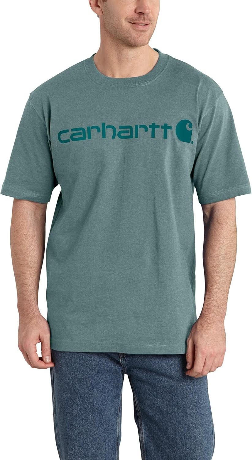 image:imageCarhartt Mens Dearborn Loose Logo TShirtSea Pine Heather