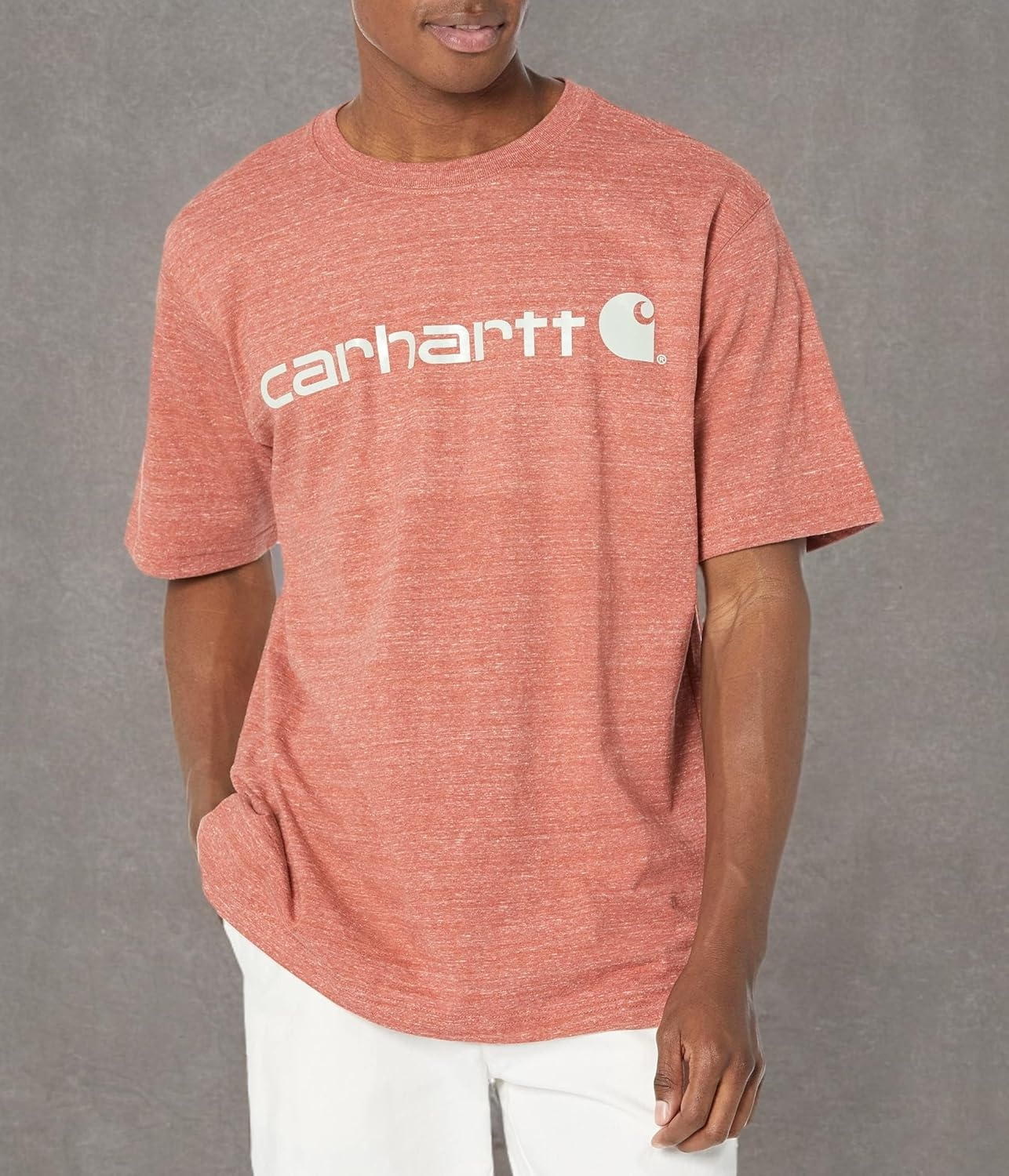 image:imageCarhartt Mens Dearborn Loose Logo TShirtTerracotta Snow Heather