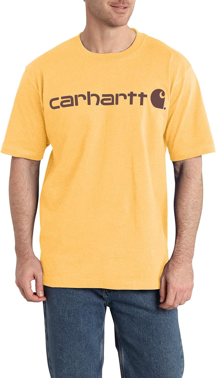 image:imageCarhartt Mens Dearborn Loose Logo TShirtVivid Yellow Heather