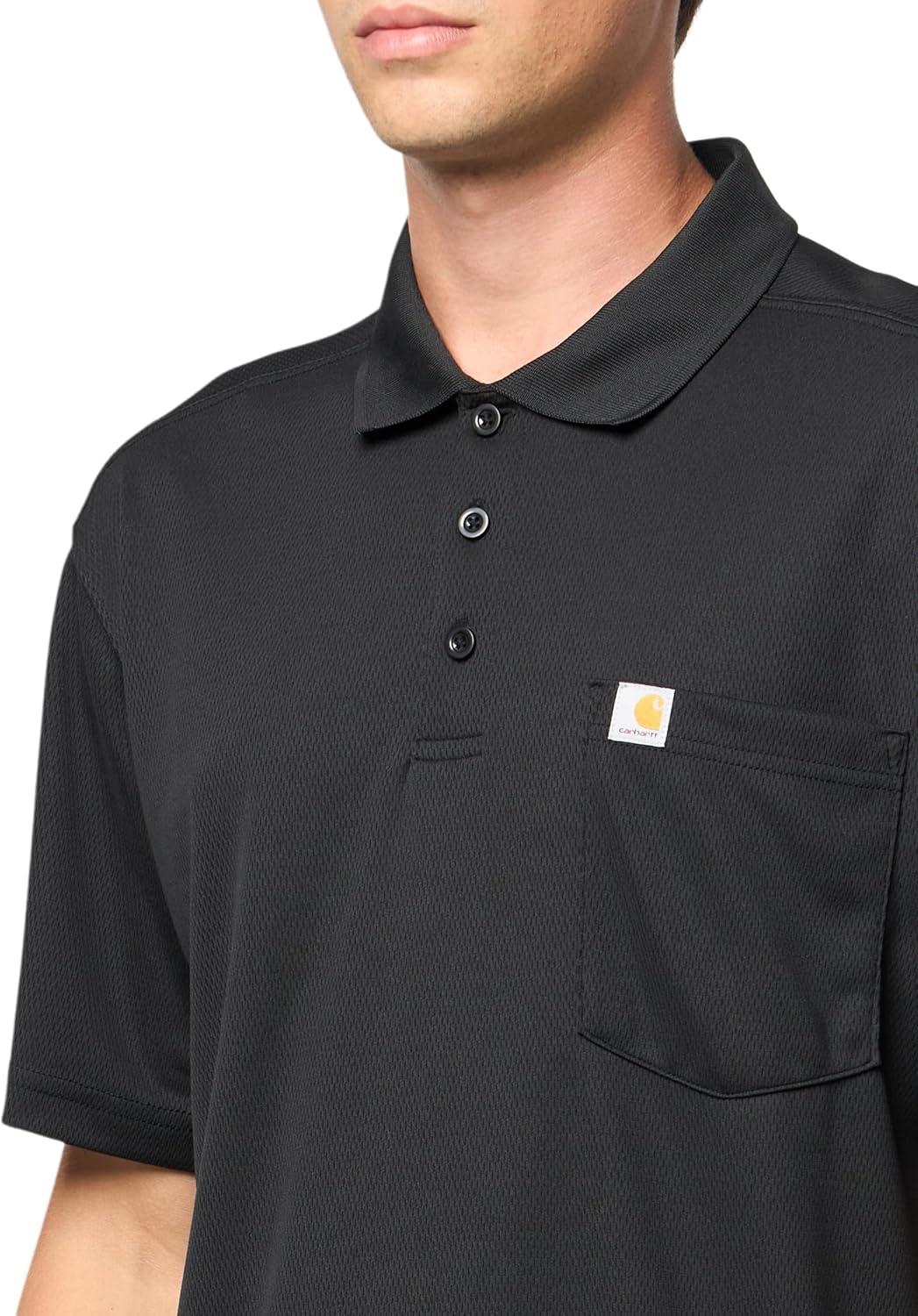 image:imageCarhartt Mens Force Relaxed Fit Lightweight ShortSleeve Pocket PoloBlack