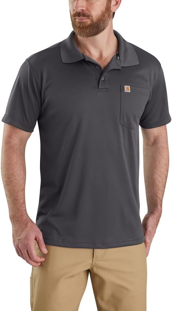image:imageCarhartt Mens Force Relaxed Fit Lightweight ShortSleeve Pocket PoloShadow