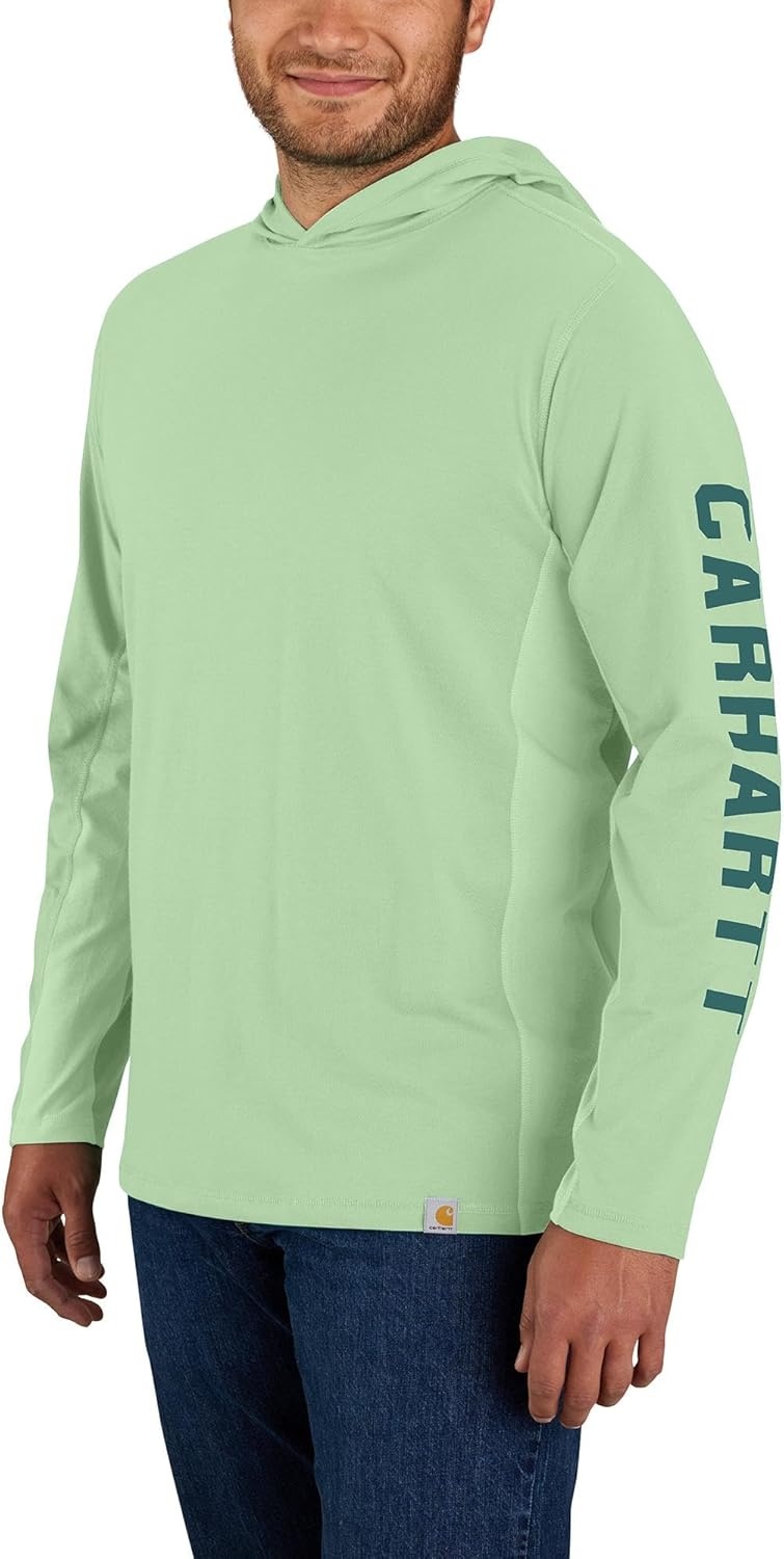 image:imageCarhartt Mens Force Relaxed Fit Midweight LongSleeve Logo Graphic Hooded TShirtAventurine