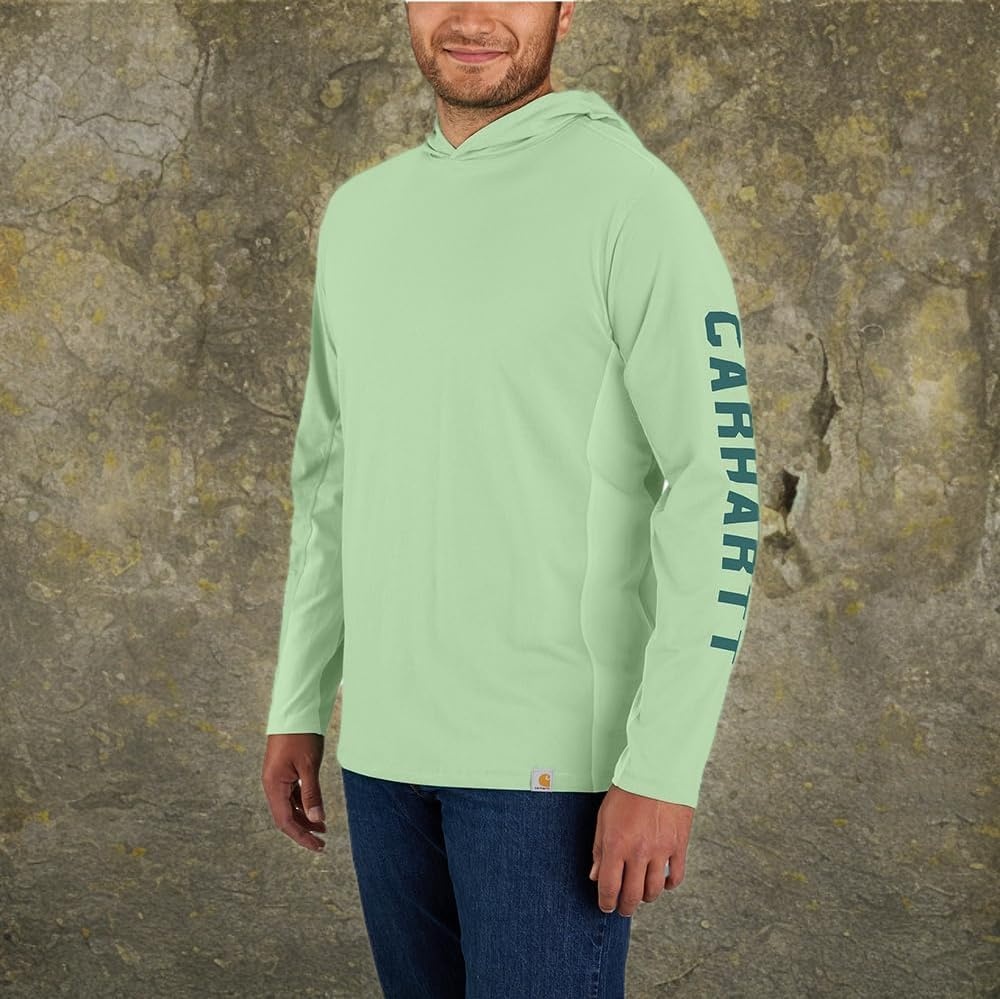 image:imageCarhartt Mens Force Relaxed Fit Midweight LongSleeve Logo Graphic Hooded TShirtAventurine