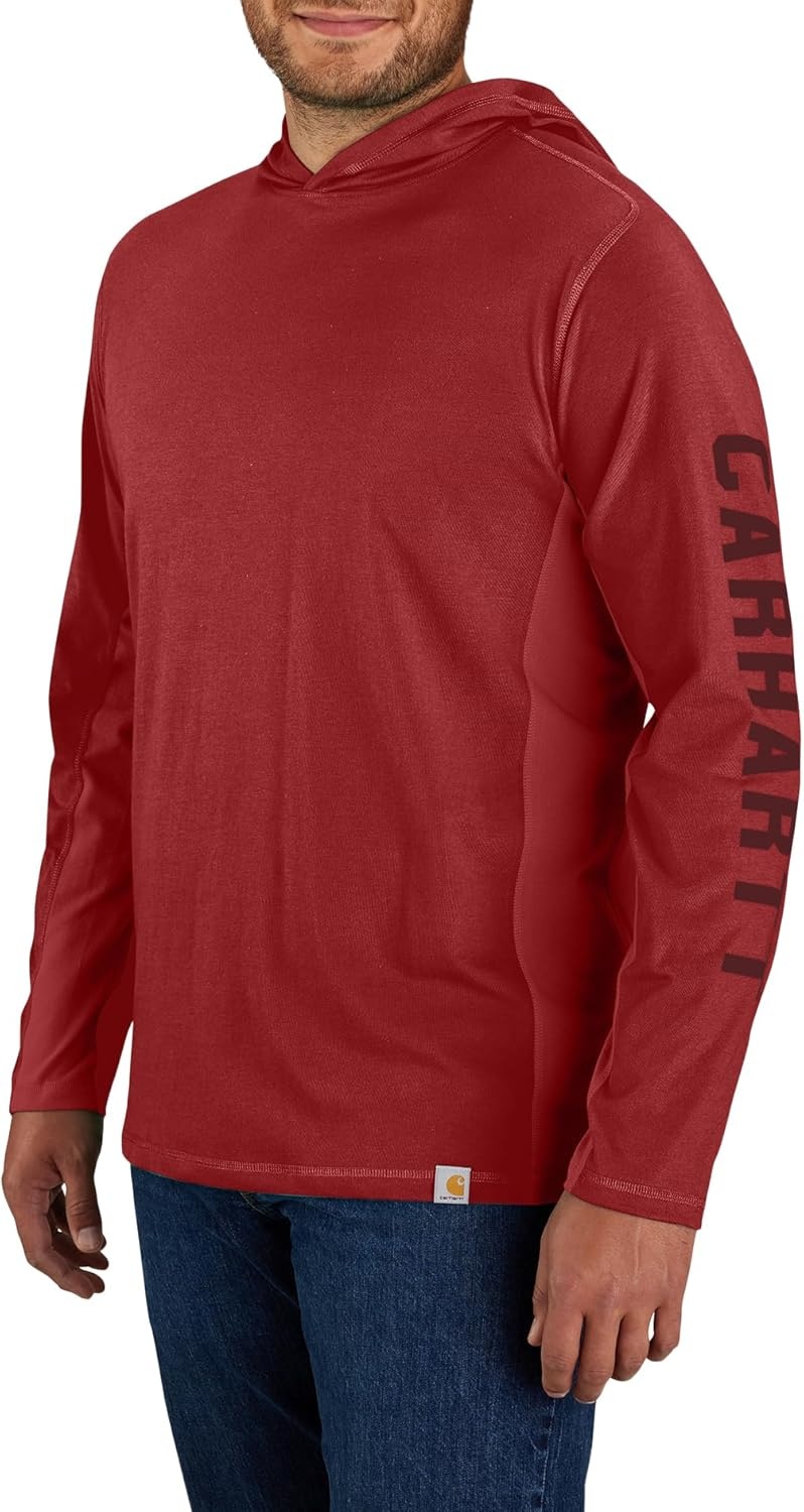 image:imageCarhartt Mens Force Relaxed Fit Midweight LongSleeve Logo Graphic Hooded TShirtCrabapple