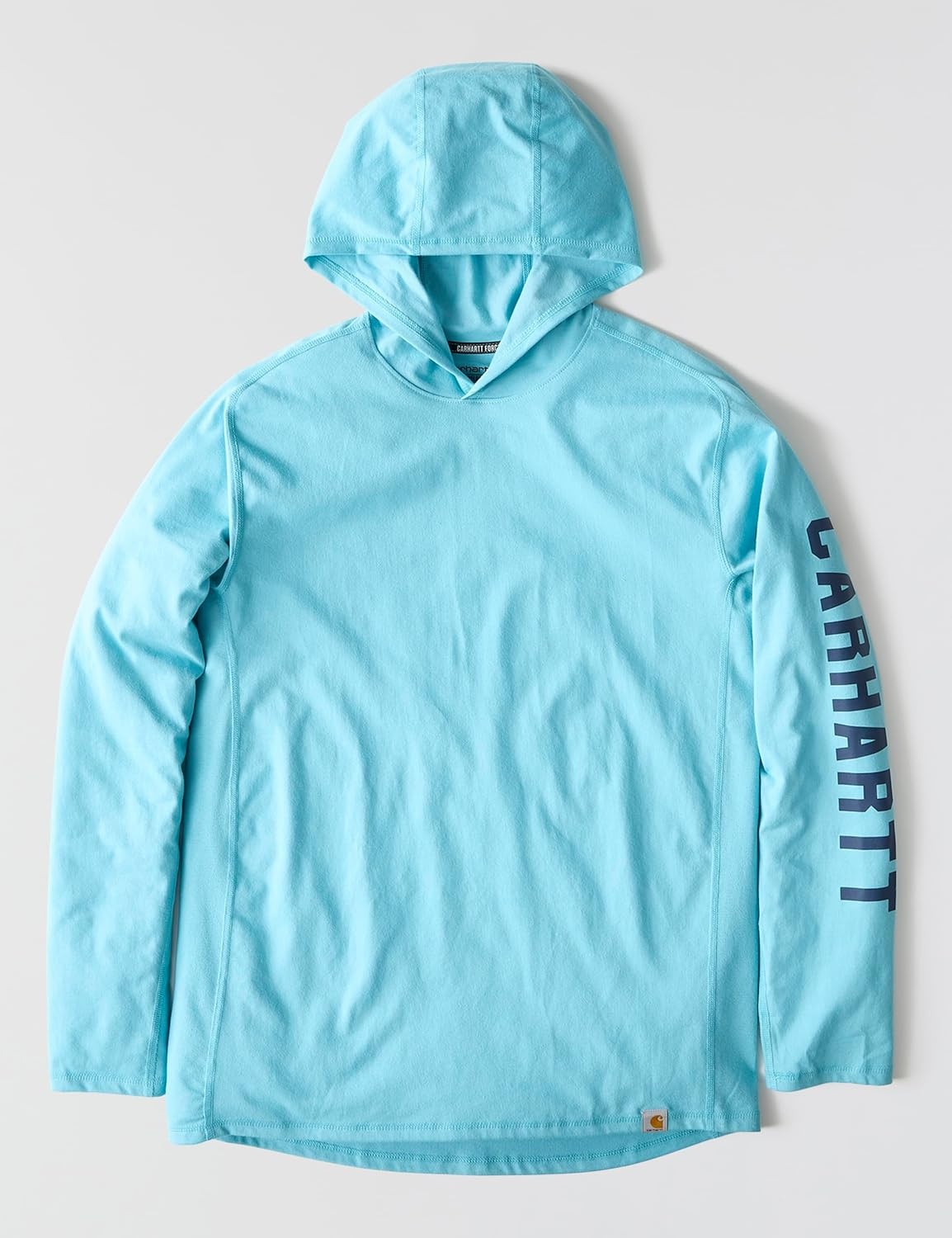 image:imageCarhartt Mens Force Relaxed Fit Midweight LongSleeve Logo Graphic Hooded TShirtDusted Aqua