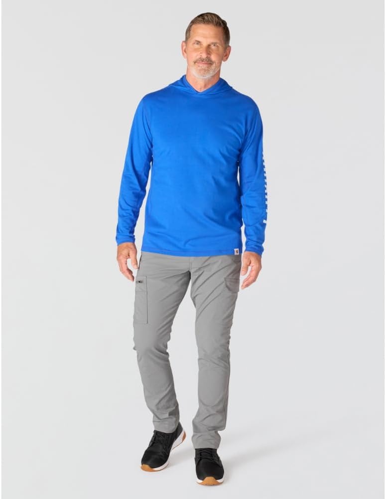 image:imageCarhartt Mens Force Relaxed Fit Midweight LongSleeve Logo Graphic Hooded TShirtElectric Indigo