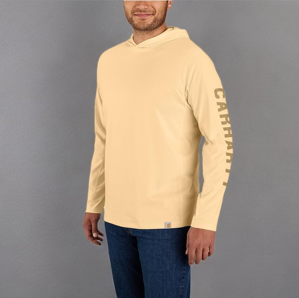image:imageCarhartt Mens Force Relaxed Fit Midweight LongSleeve Logo Graphic Hooded TShirtGolden Mist