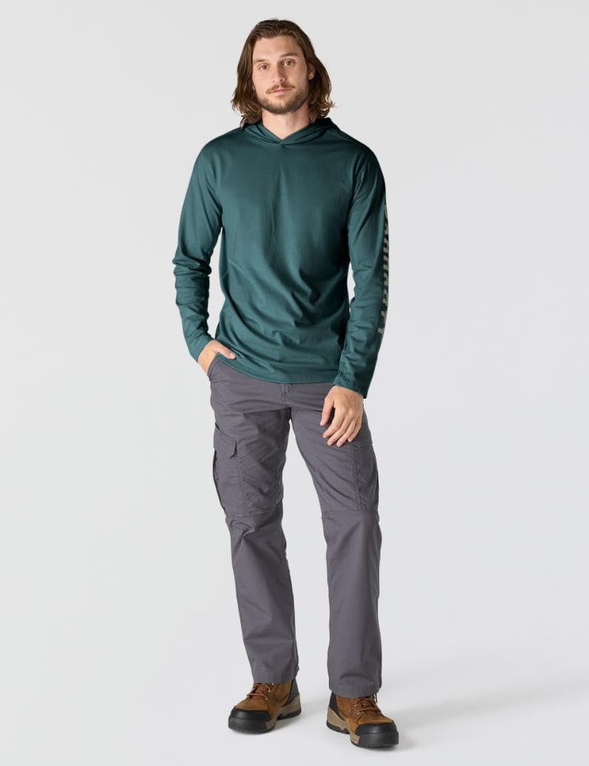 image:imageCarhartt Mens Force Relaxed Fit Midweight LongSleeve Logo Graphic Hooded TShirtGreenstone