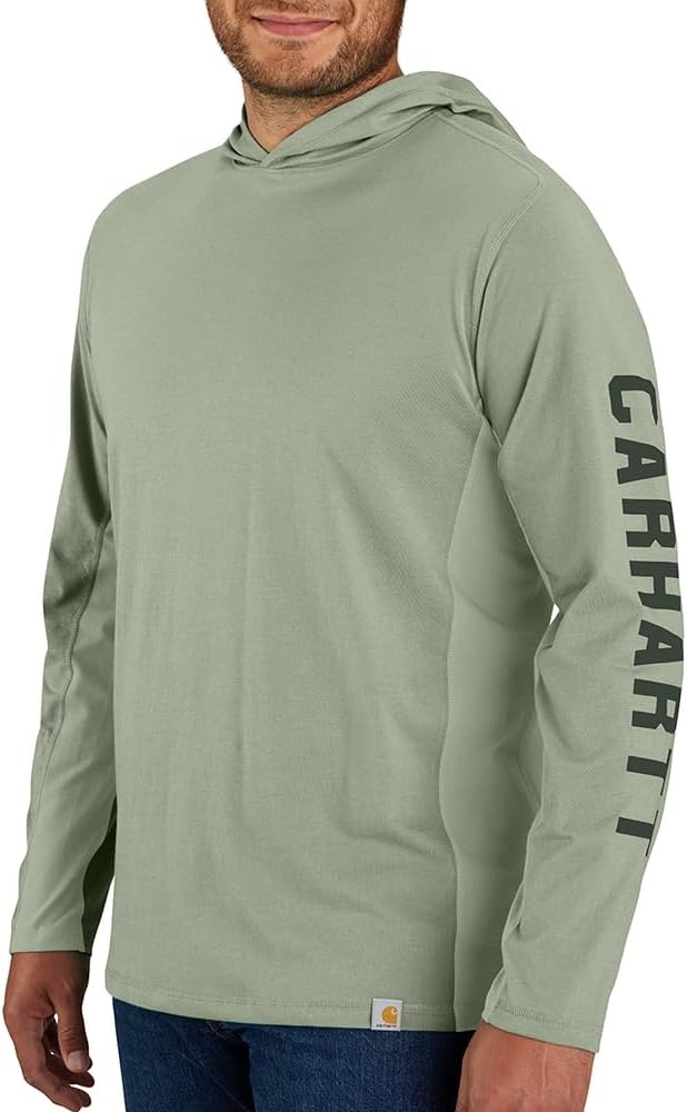 image:imageCarhartt Mens Force Relaxed Fit Midweight LongSleeve Logo Graphic Hooded TShirtSage