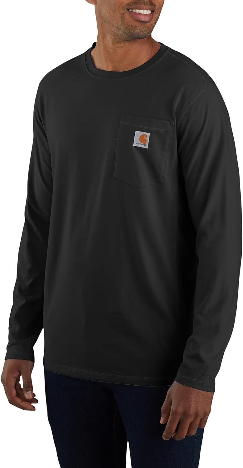 image:imageCarhartt Mens Force Relaxed Fit Midweight LongSleeve Pocket TShirtBlack