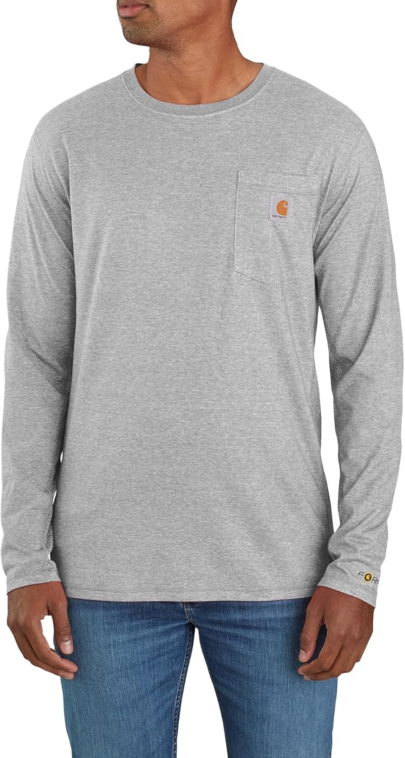 image:imageCarhartt Mens Force Relaxed Fit Midweight LongSleeve Pocket TShirtHeather Grey