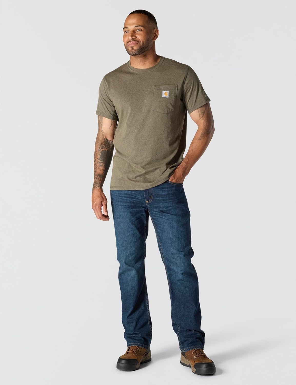 image:imageCarhartt Mens Force Relaxed Fit Midweight ShortSleeve Pocket TShirtBasil Heather
