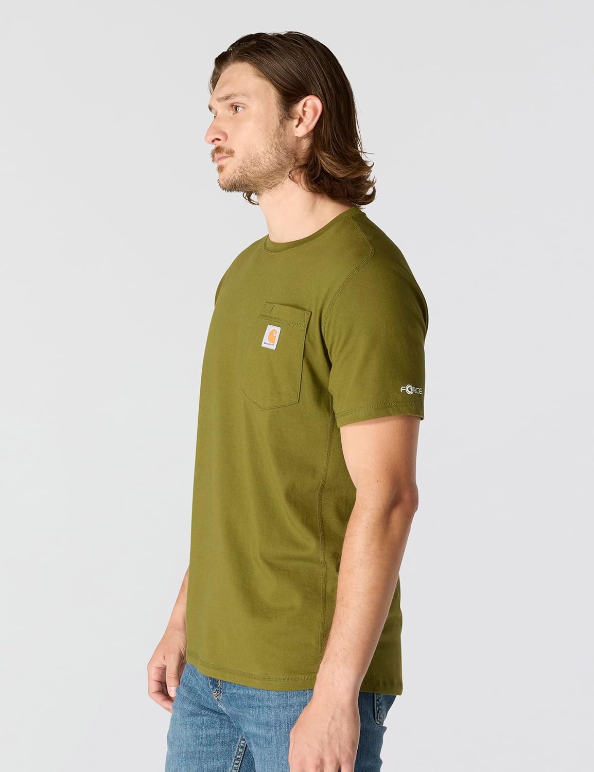image:imageCarhartt Mens Force Relaxed Fit Midweight ShortSleeve Pocket TShirtDark Bronzed Green