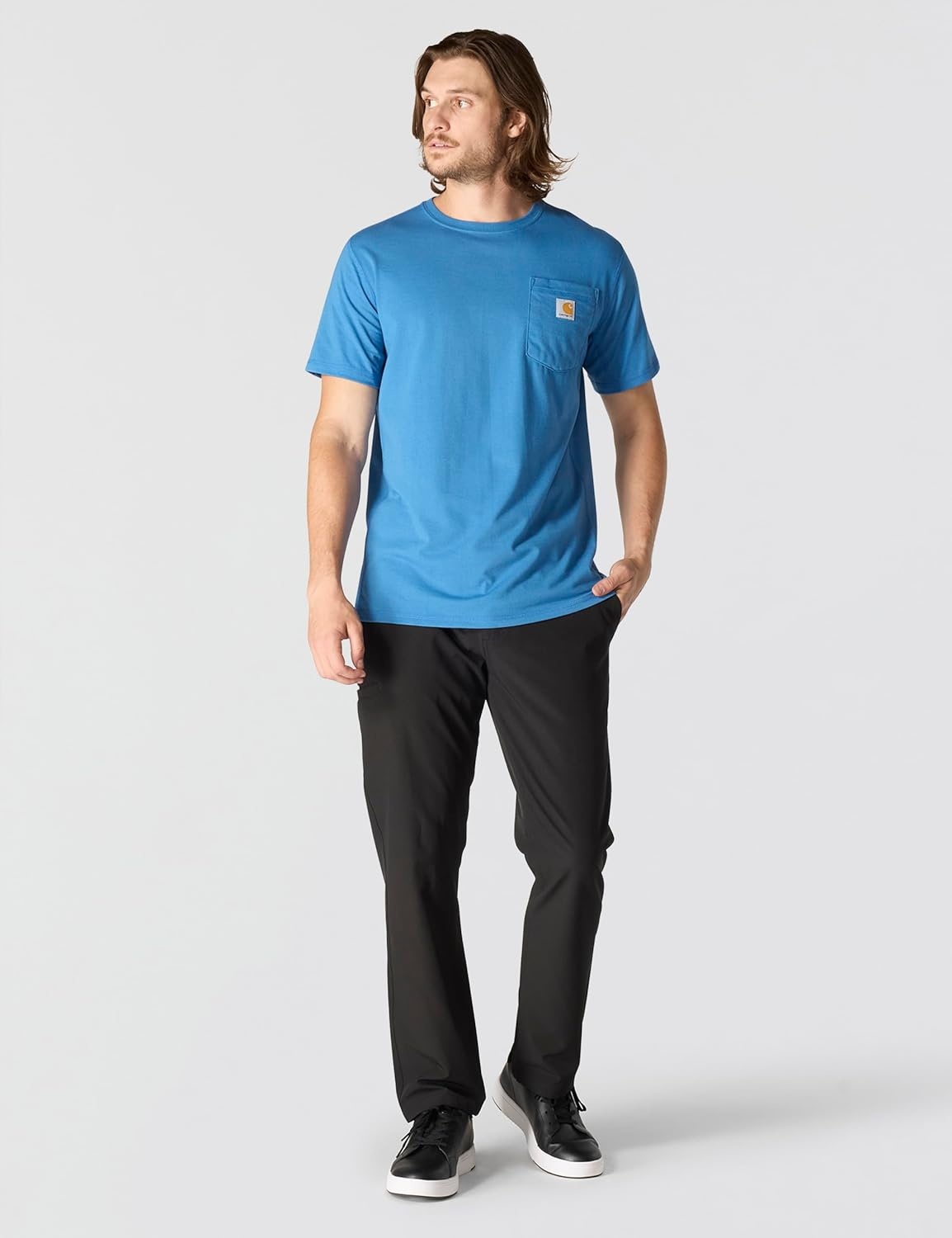 image:imageCarhartt Mens Force Relaxed Fit Midweight ShortSleeve Pocket TShirtDark Horizon Blue Heather