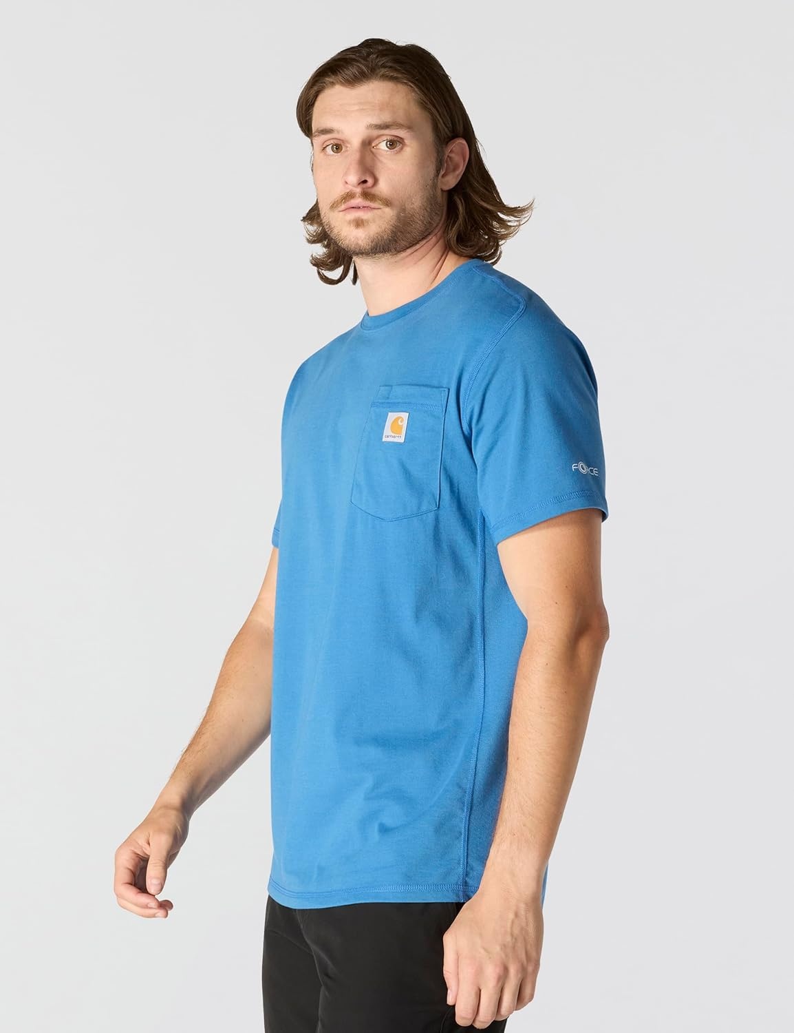 image:imageCarhartt Mens Force Relaxed Fit Midweight ShortSleeve Pocket TShirtDark Horizon Blue Heather