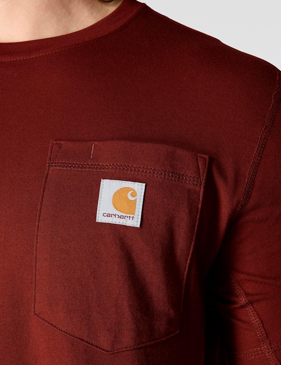 image:imageCarhartt Mens Force Relaxed Fit Midweight ShortSleeve Pocket TShirtDark Spice Red Heather