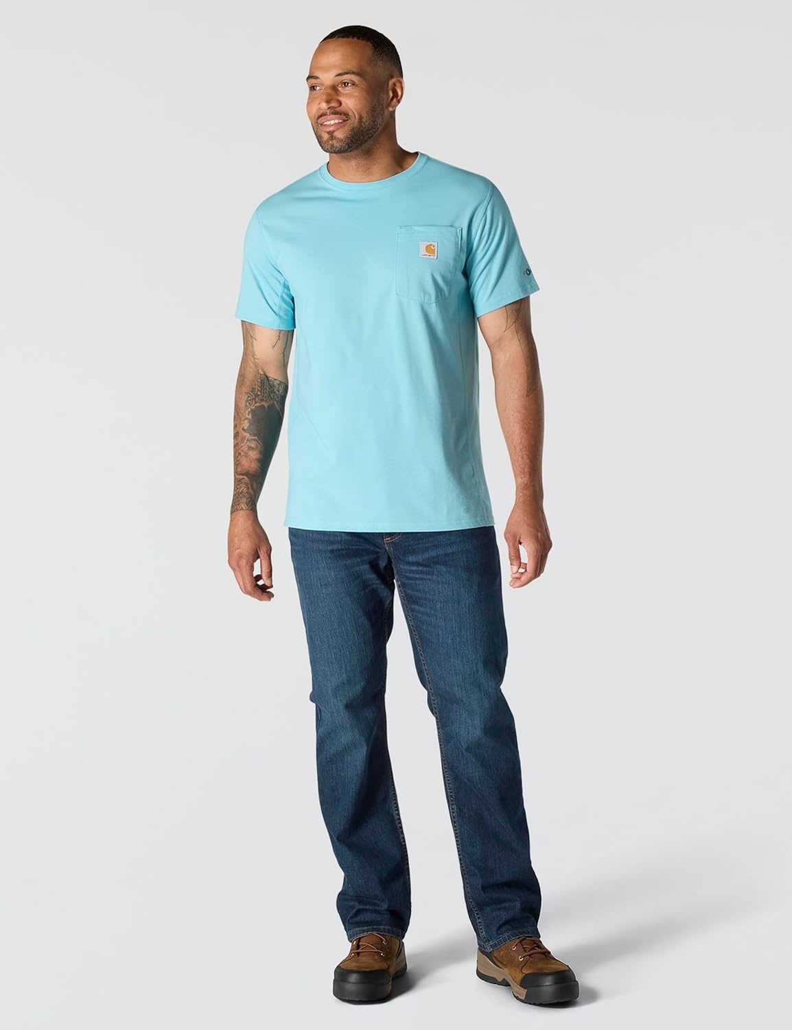 image:imageCarhartt Mens Force Relaxed Fit Midweight ShortSleeve Pocket TShirtDusted Aqua