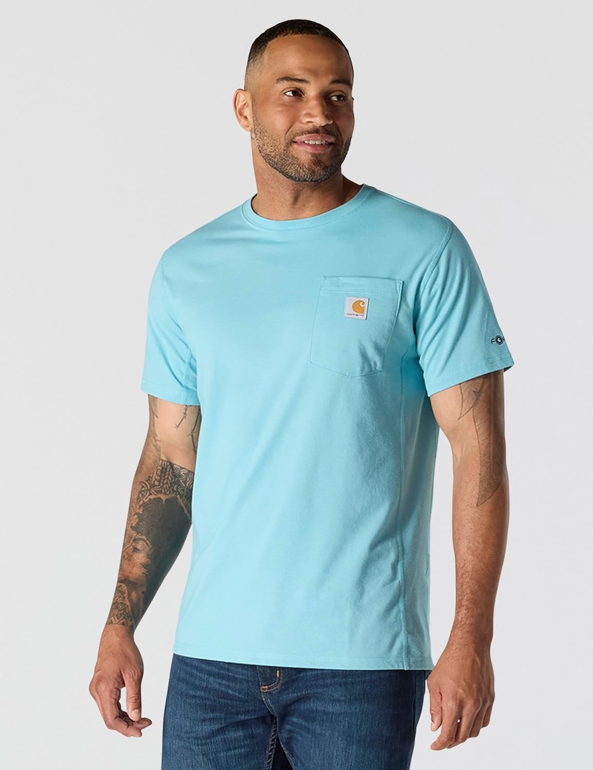 image:imageCarhartt Mens Force Relaxed Fit Midweight ShortSleeve Pocket TShirtDusted Aqua