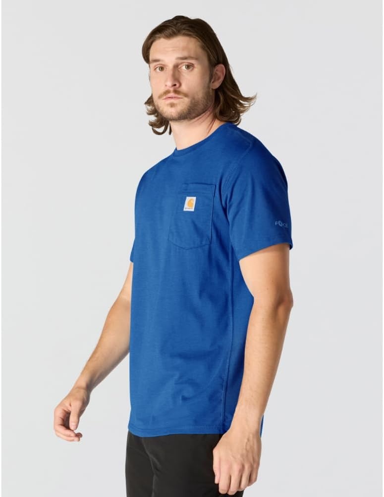 image:imageCarhartt Mens Force Relaxed Fit Midweight ShortSleeve Pocket TShirtElectric Indigo Heather