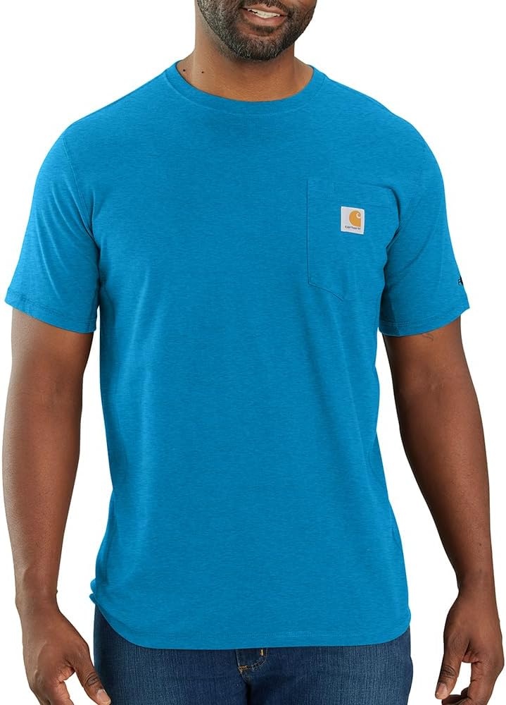 image:imageCarhartt Mens Force Relaxed Fit Midweight ShortSleeve Pocket TShirtEngineer Blue Heather