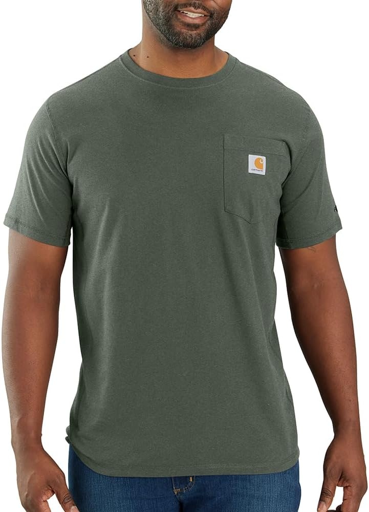 image:imageCarhartt Mens Force Relaxed Fit Midweight ShortSleeve Pocket TShirtForestry Green Heather