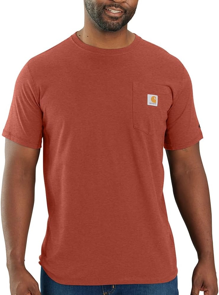 image:imageCarhartt Mens Force Relaxed Fit Midweight ShortSleeve Pocket TShirtSaddle Red Heather