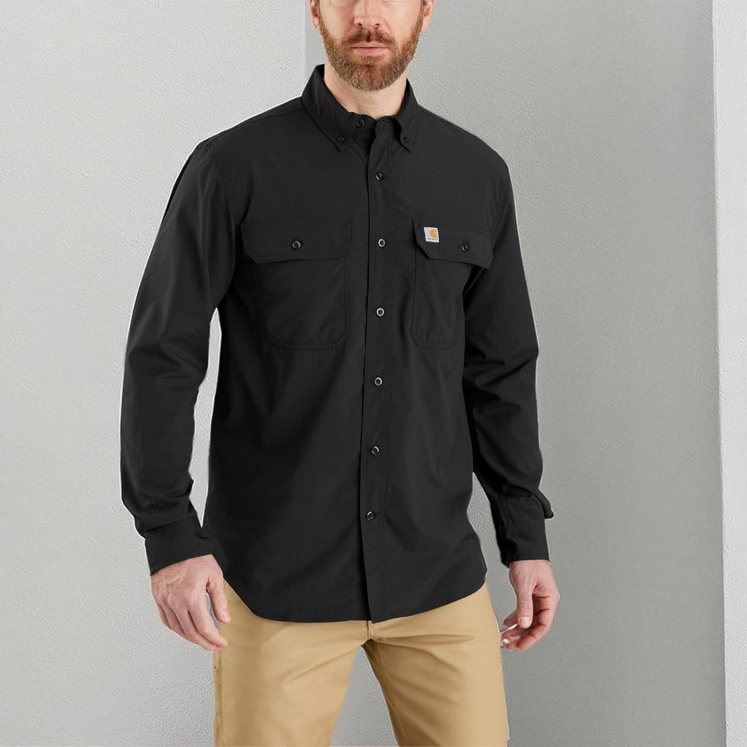 image:imageCarhartt Mens Force Sun Defender Chambray Relaxed Ls ShirtBlack